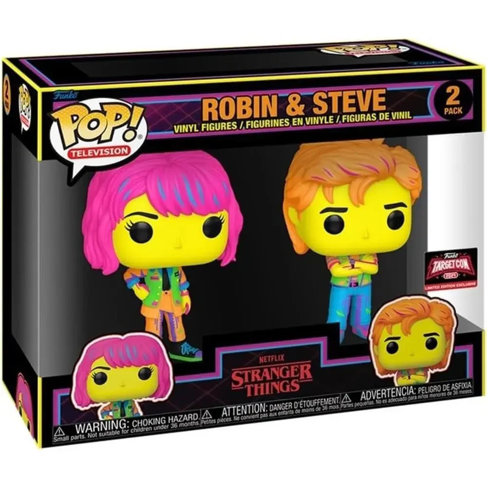 Pop Funko #2Pack Stranger Things Blacklight Robin And Steve Target Con Exclusive